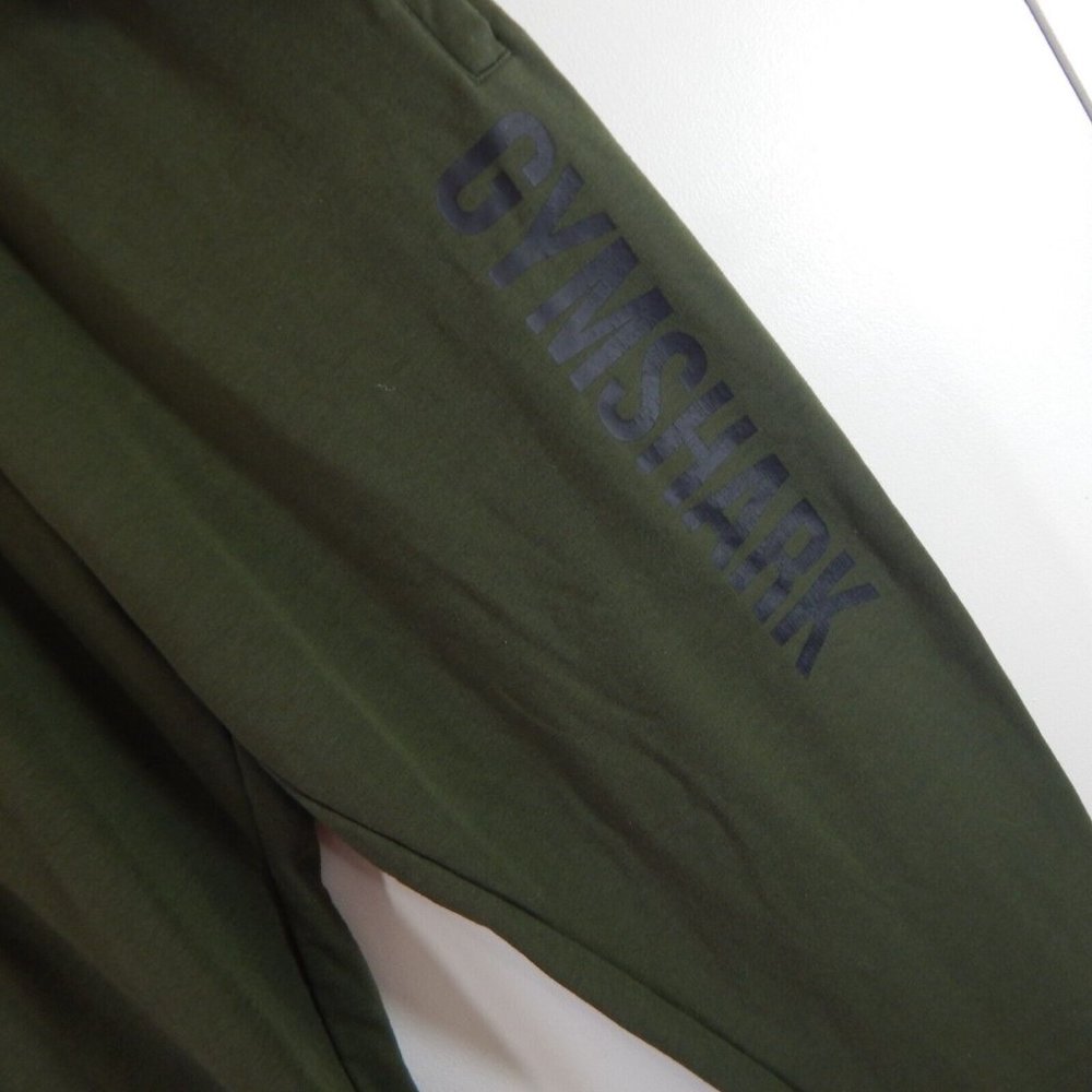 GYMSHARK pants power joggers high waist logo pockets sweatpants olive green L - Picture 4 of 8